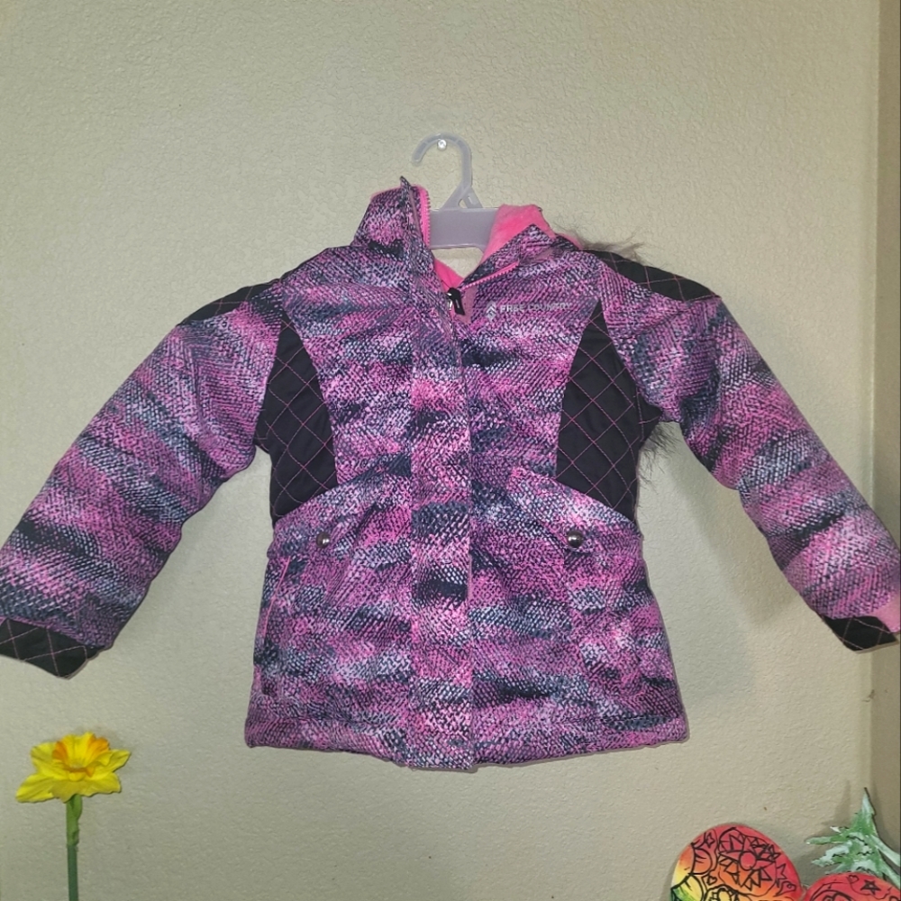 Free country youth winter jacket with faux fur lined hood- XS